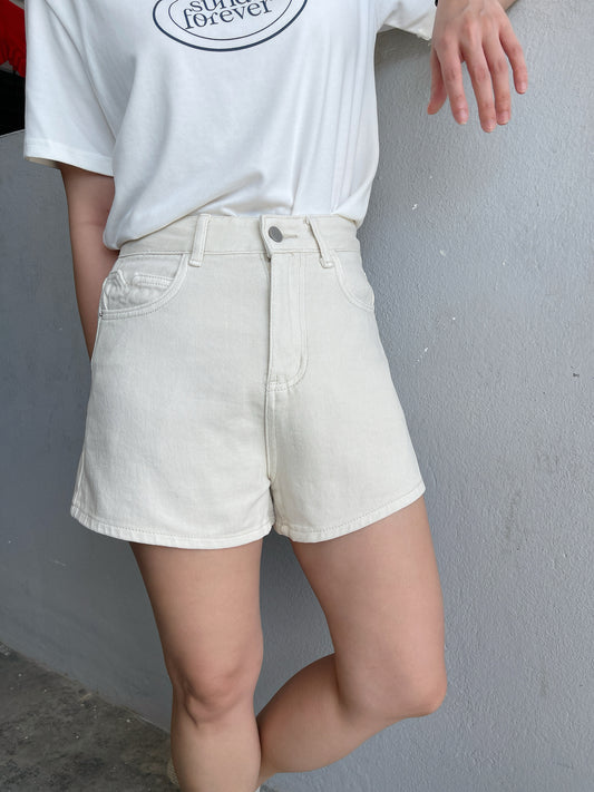 HIGHWAIST BEIGE JEANS SHORT