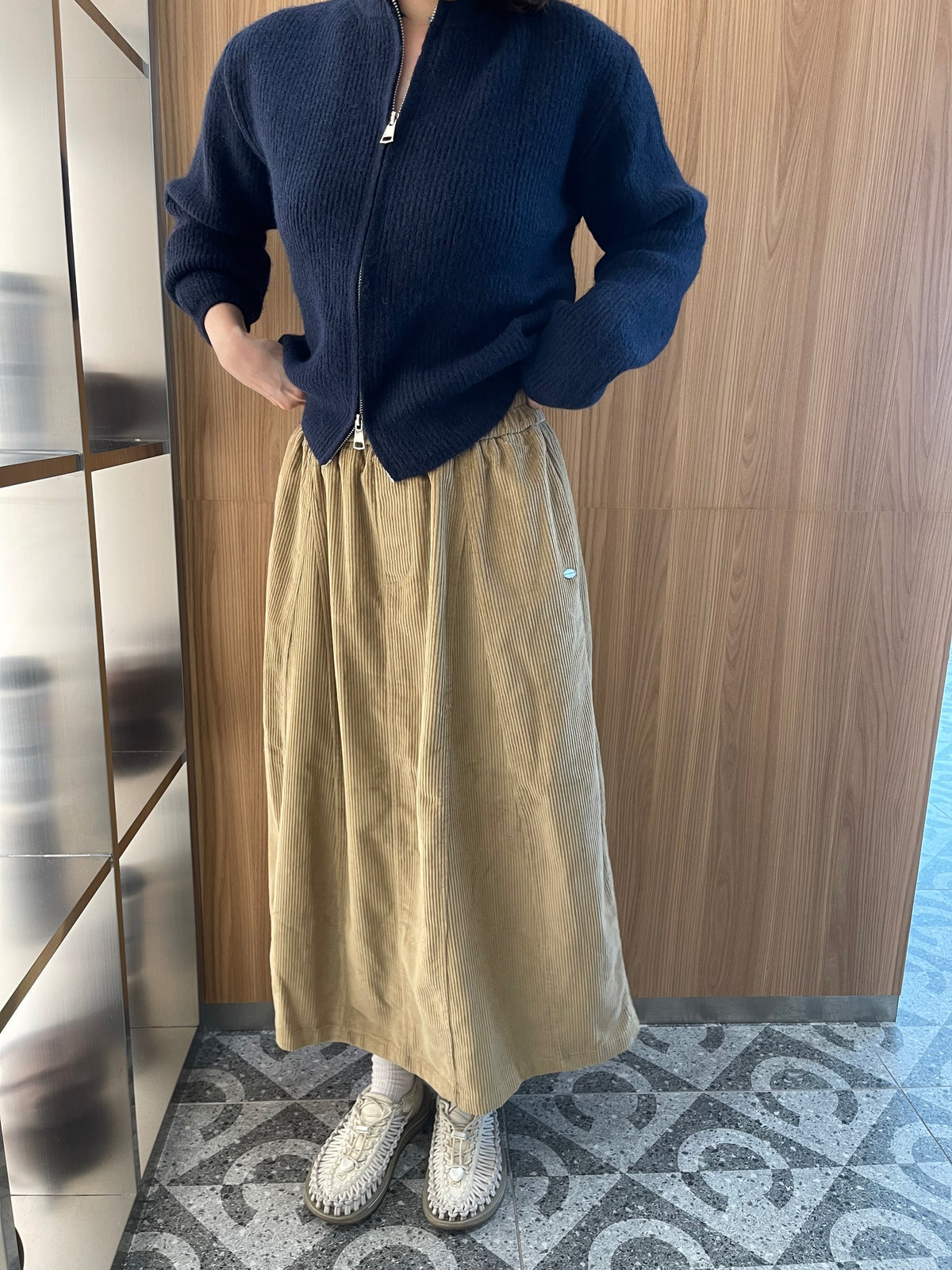 BELLA CORDUROY SKIRT IN KHAKI