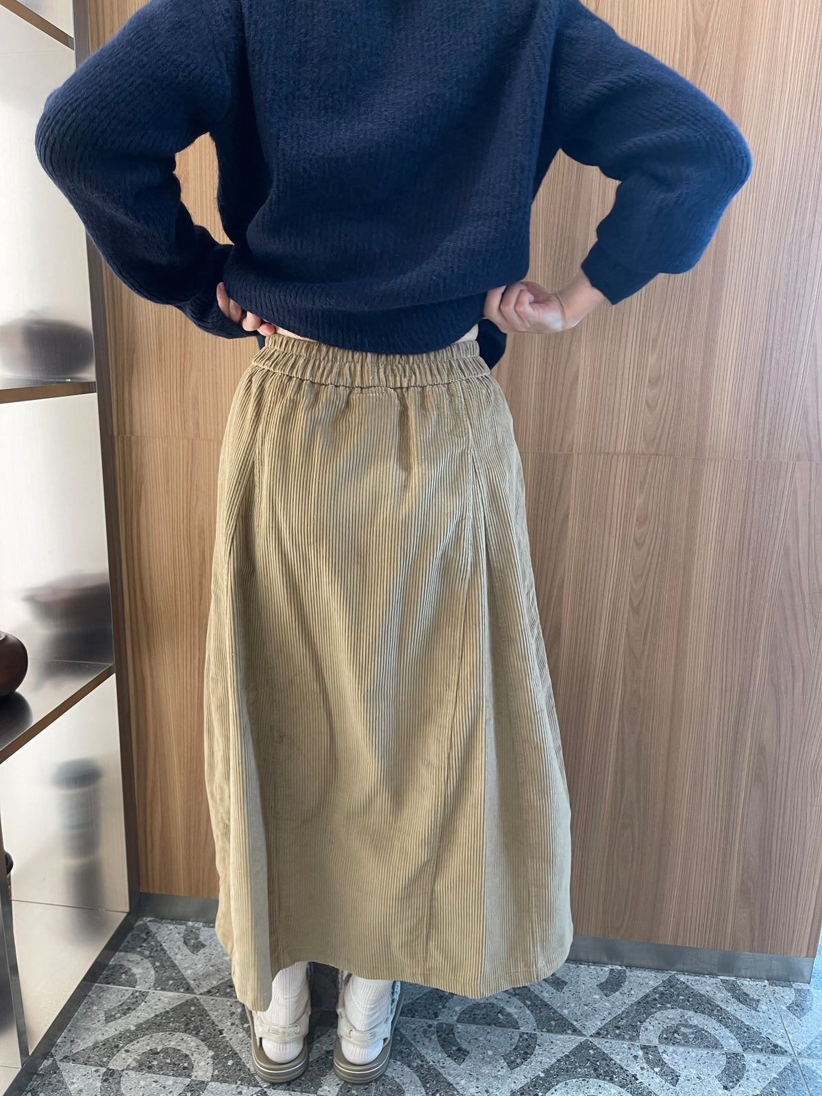BELLA CORDUROY SKIRT IN KHAKI