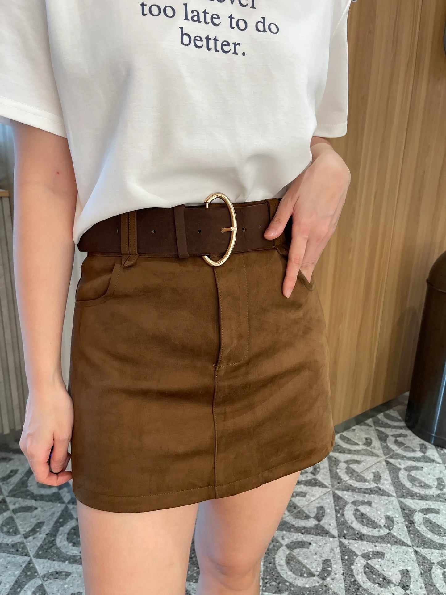 BOBBY HIGHWAIST SKIRT IN BROWN/BLACK