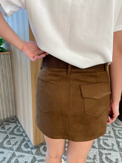 BOBBY HIGHWAIST SKIRT IN BROWN/BLACK