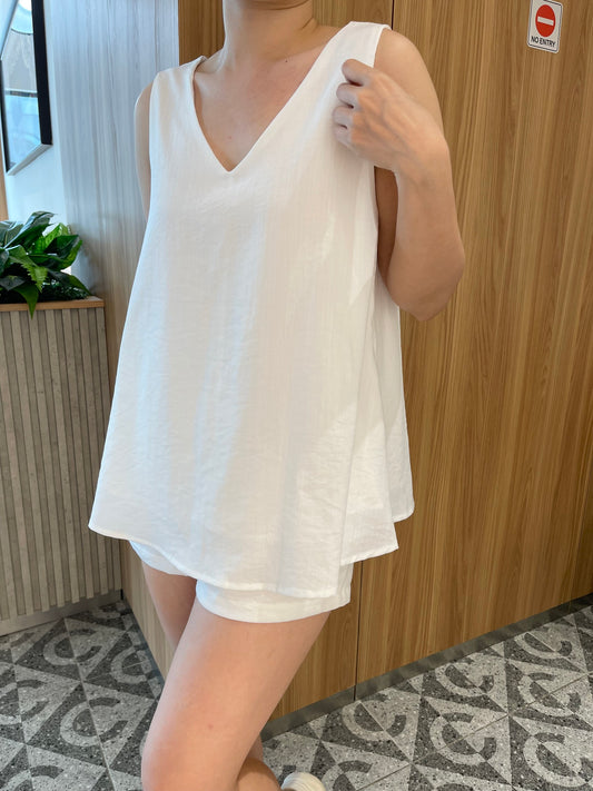 SELINE LINEN COTTON SET IN WHITE