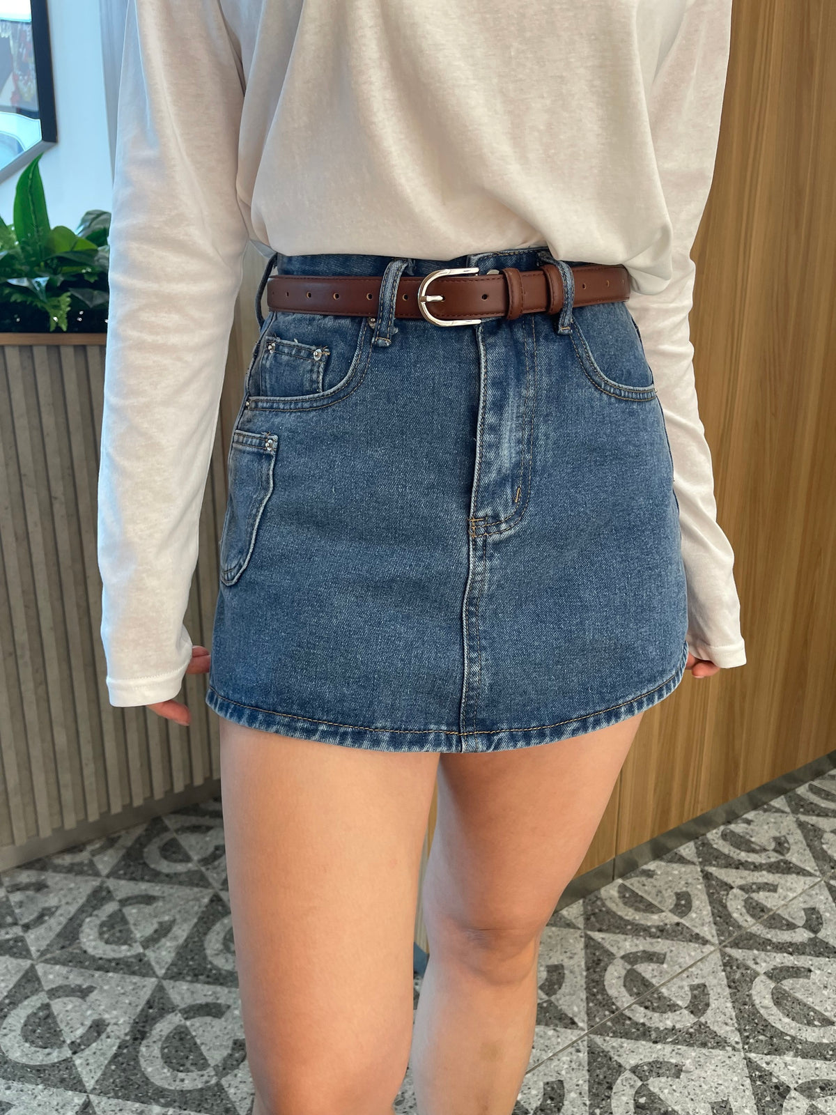 OLULA HIGH WAIST DENIM JEANS SKORT