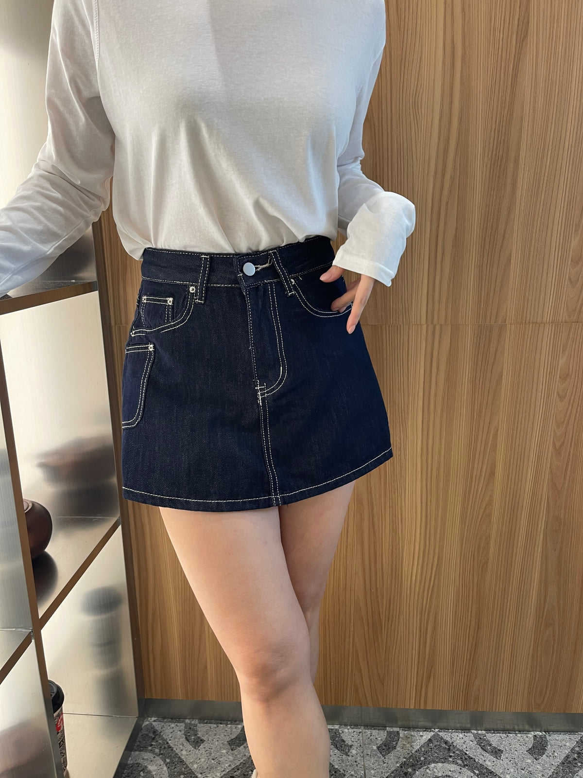 OLULA HIGH WAIST DENIM JEANS SKORT