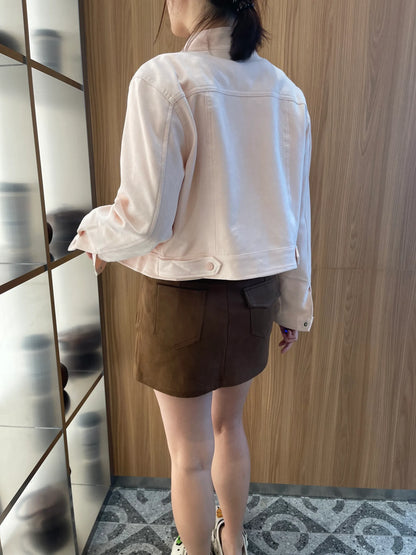 JOJO MICROSUEDE JACKET OUTER IN PINK/BLUE