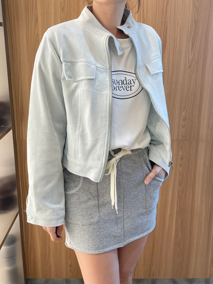 JOJO MICROSUEDE JACKET OUTER IN PINK/BLUE