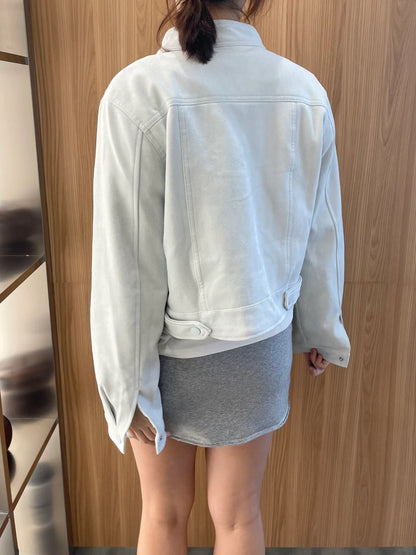 JOJO MICROSUEDE JACKET OUTER IN PINK/BLUE