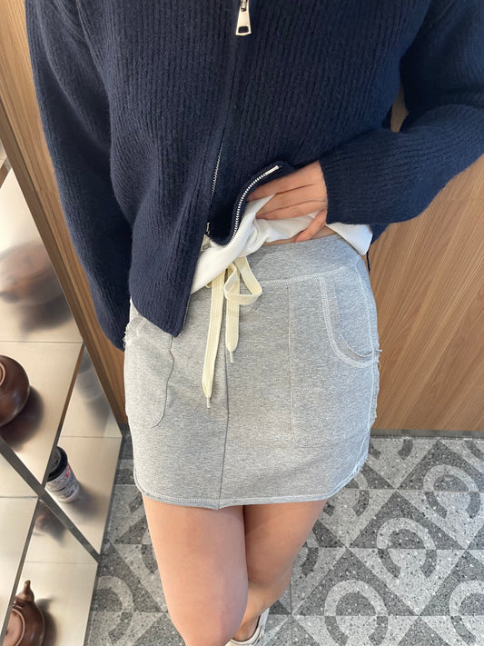 KIMI HIGH WAIST CASUAL MINI SKIRT IN BROWN/GREY