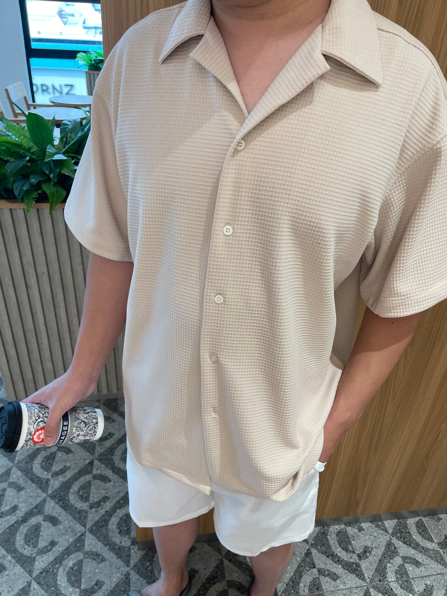 MEN - OVERSIZED WAFFLE BLOUSE TOP (Unisex)