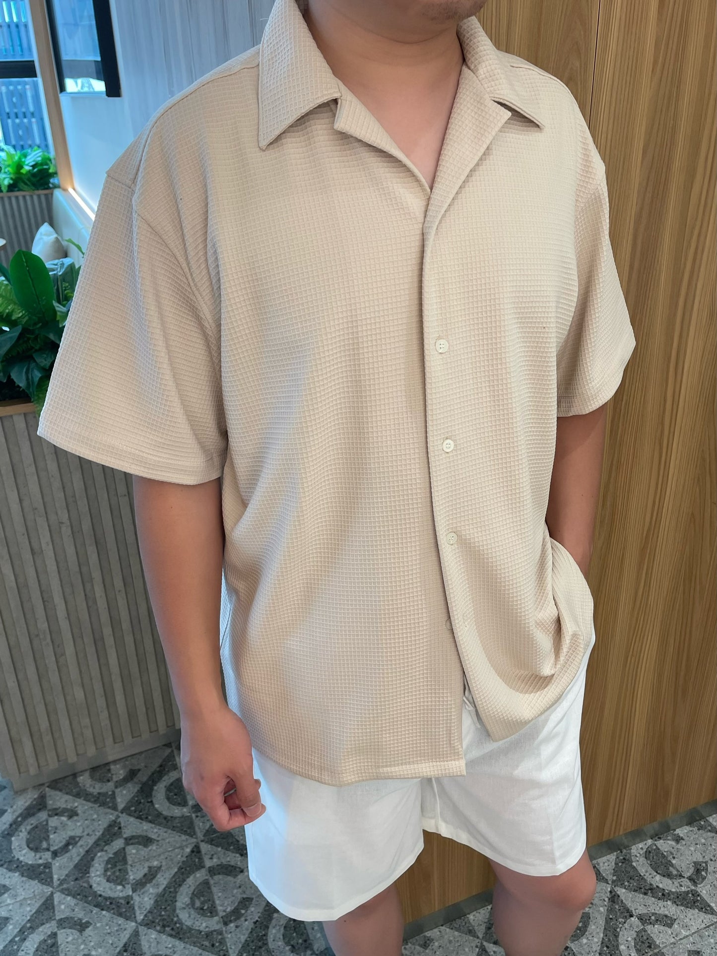 MEN - OVERSIZED WAFFLE BLOUSE TOP (Unisex)
