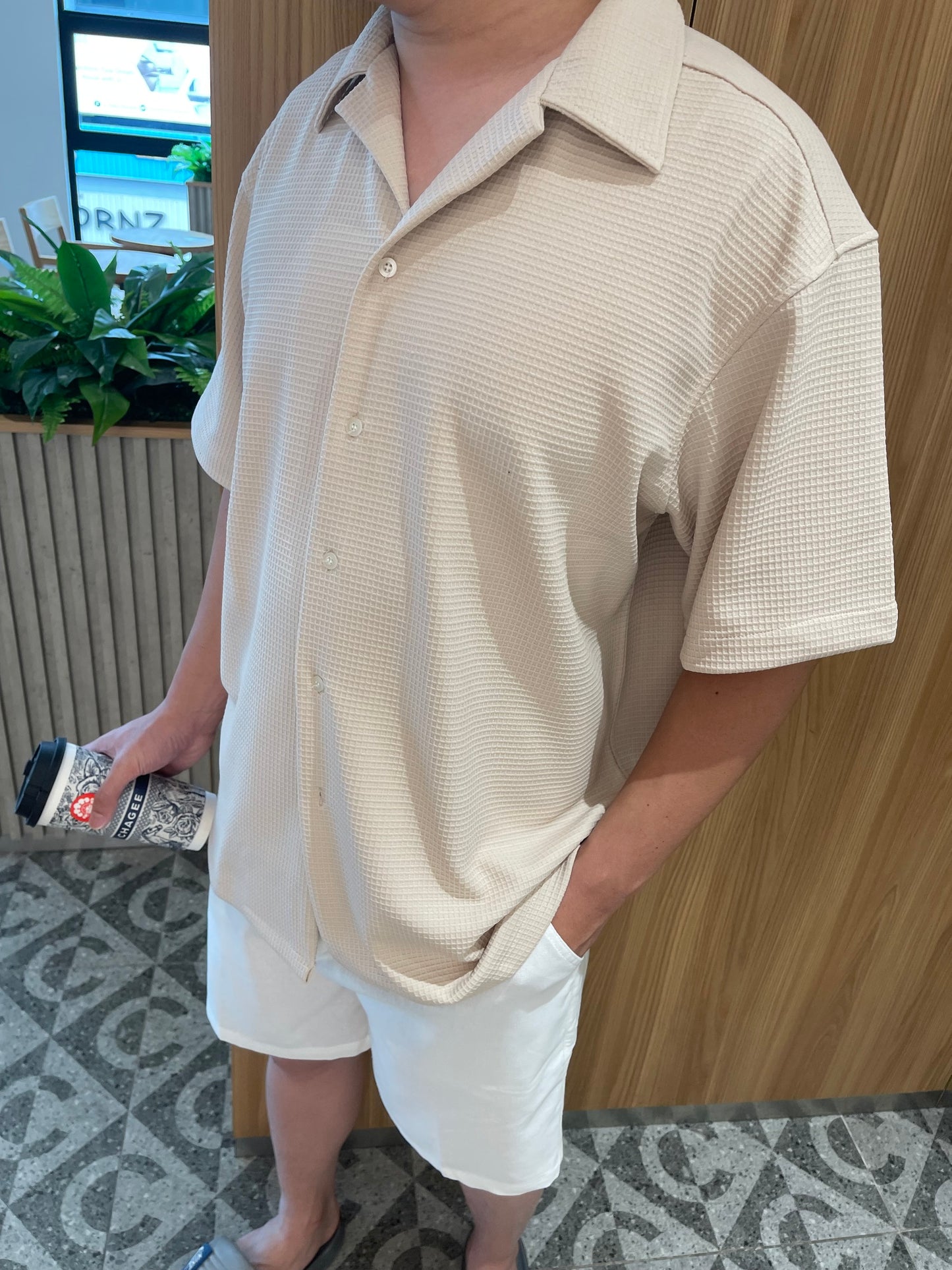 MEN - OVERSIZED WAFFLE BLOUSE TOP (Unisex)