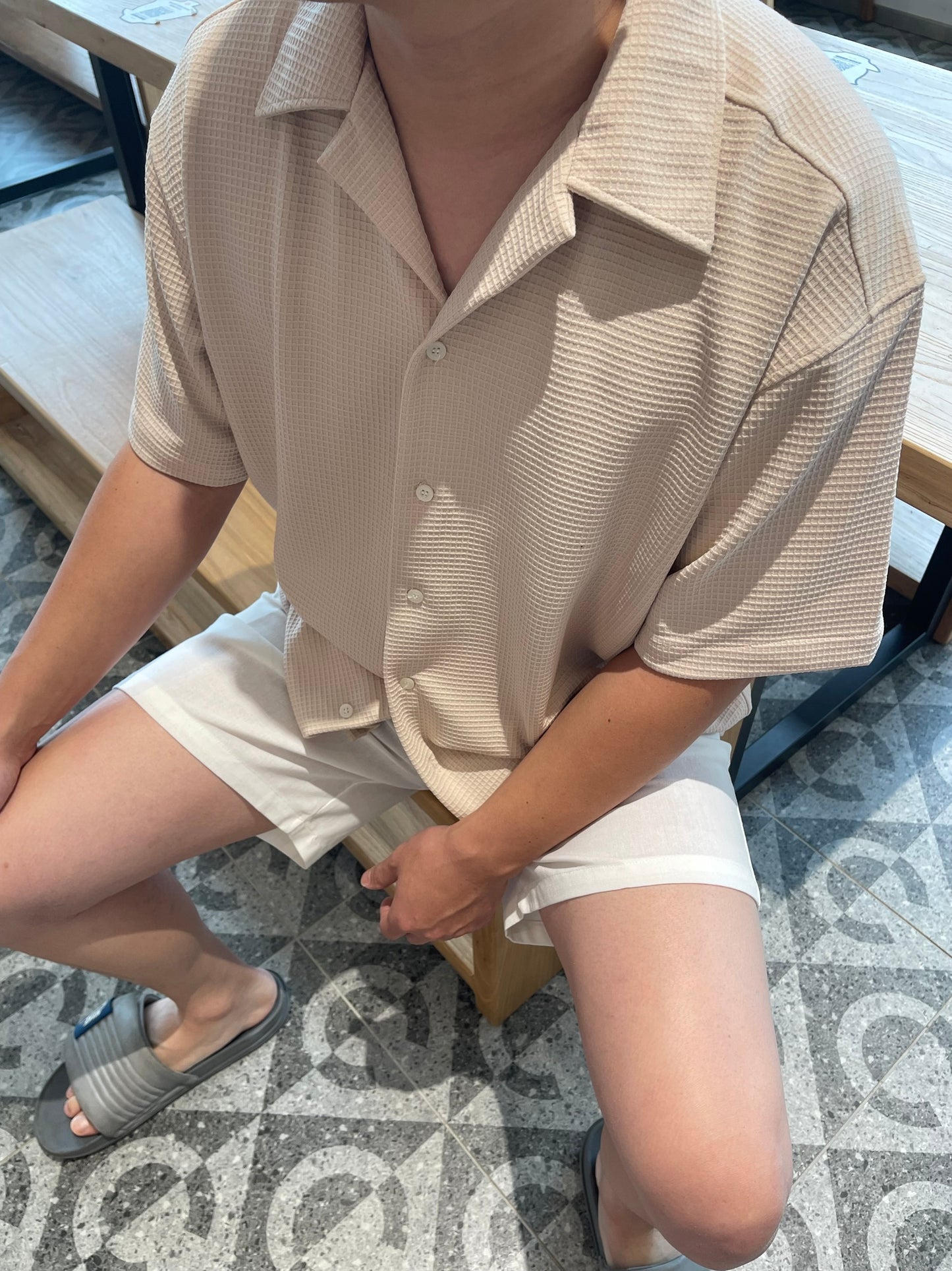 MEN - OVERSIZED WAFFLE BLOUSE TOP (Unisex)
