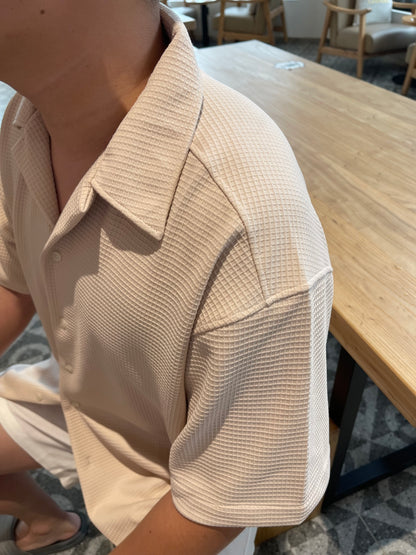 MEN - OVERSIZED WAFFLE BLOUSE TOP (Unisex)