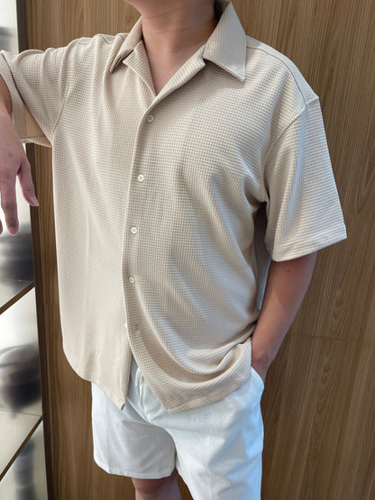 MEN - OVERSIZED WAFFLE BLOUSE TOP (Unisex)