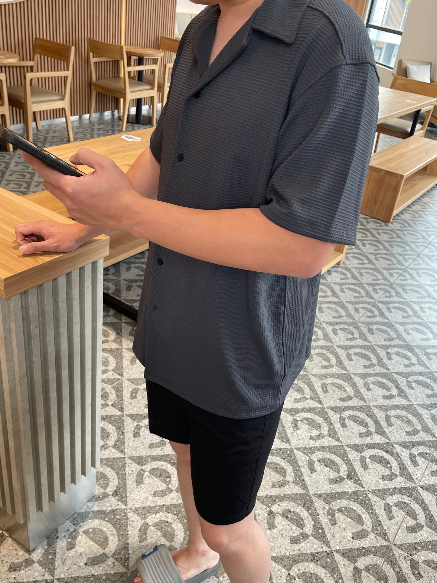 MEN - OVERSIZED WAFFLE BLOUSE TOP (Unisex)