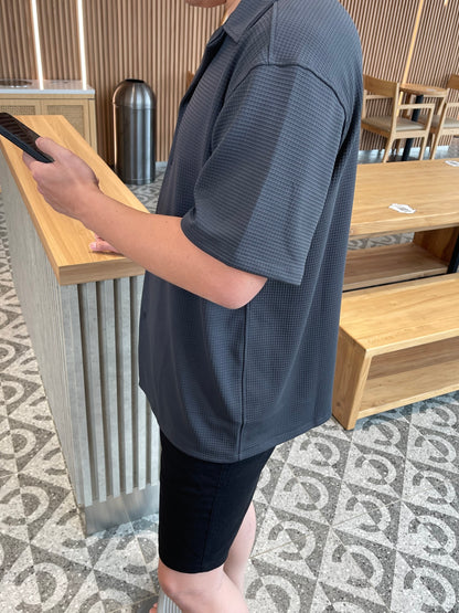 MEN - OVERSIZED WAFFLE BLOUSE TOP (Unisex)