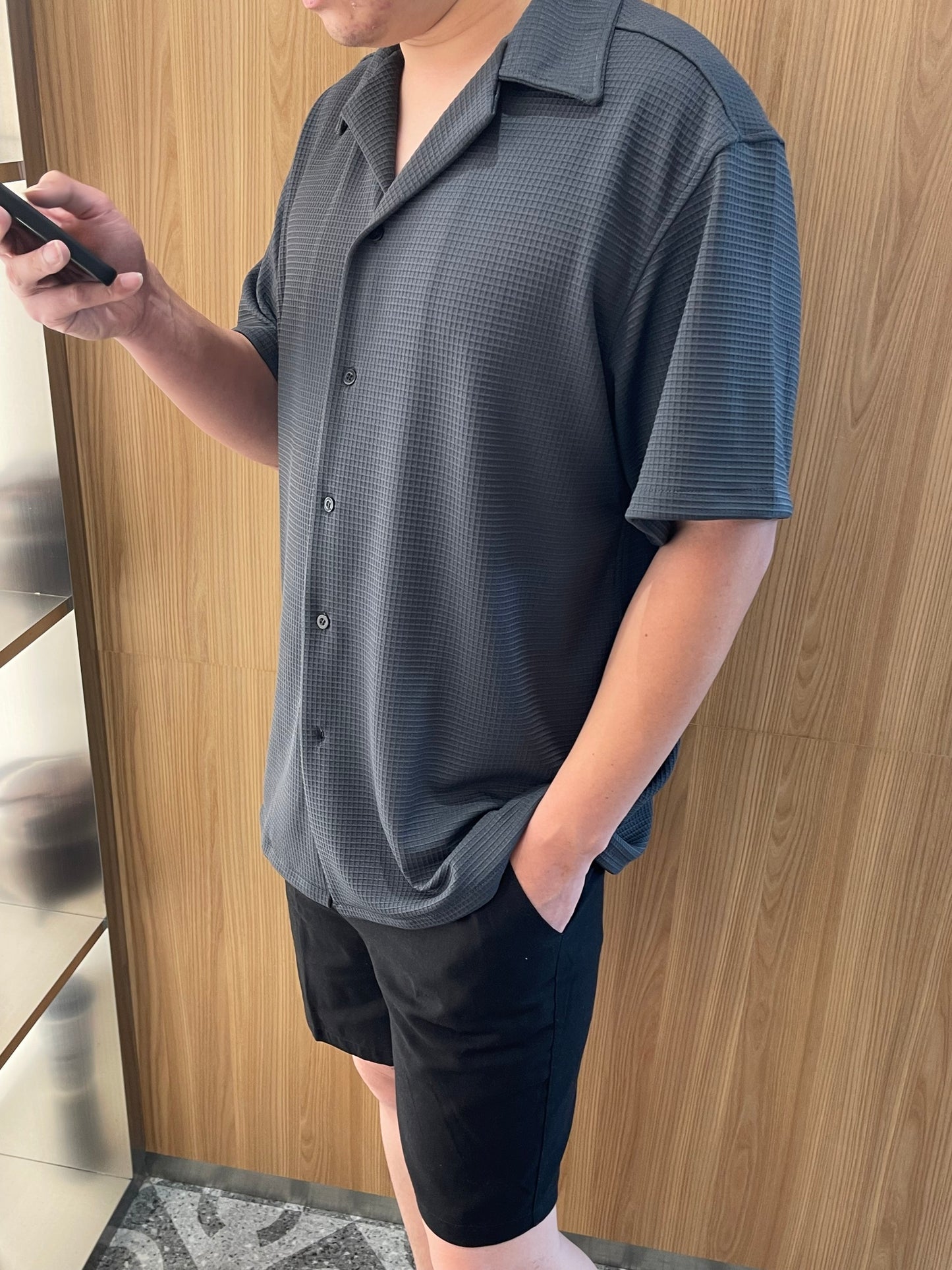 MEN - OVERSIZED WAFFLE BLOUSE TOP (Unisex)