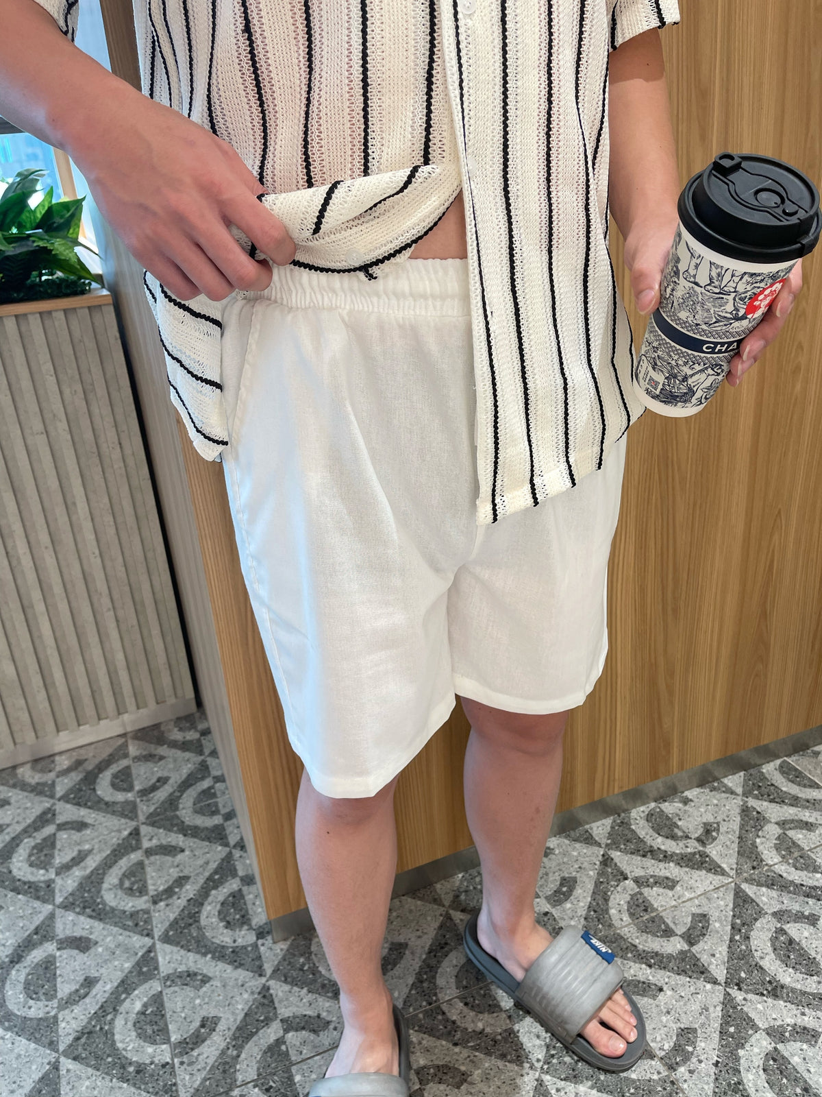 MEN - LINEN COTTON SHORT (ELASTIC WAIST)
