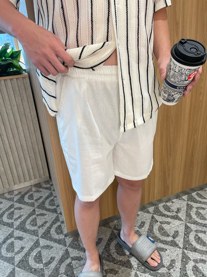 MEN - LINEN COTTON SHORT (ELASTIC WAIST)