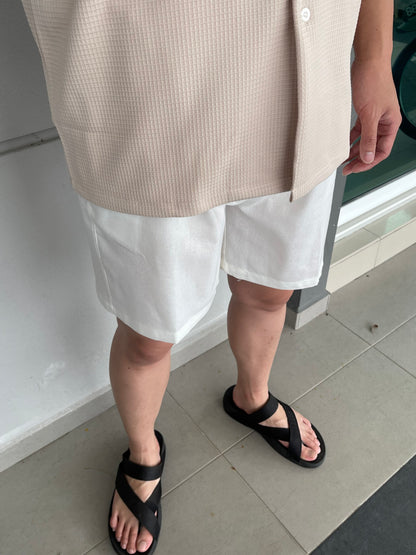 MEN - LINEN COTTON SHORT (ELASTIC WAIST)