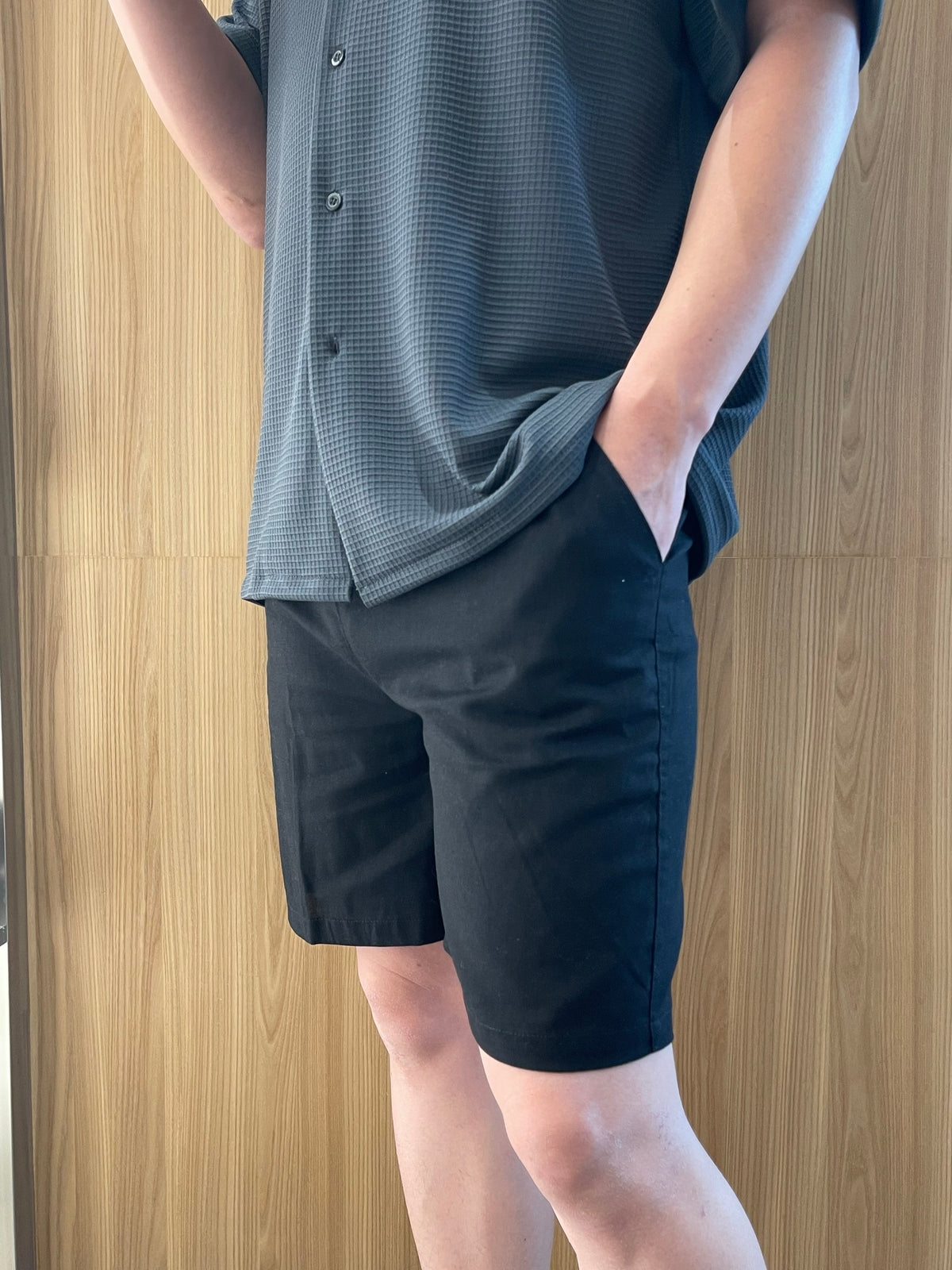 MEN - LINEN COTTON SHORT (ELASTIC WAIST)