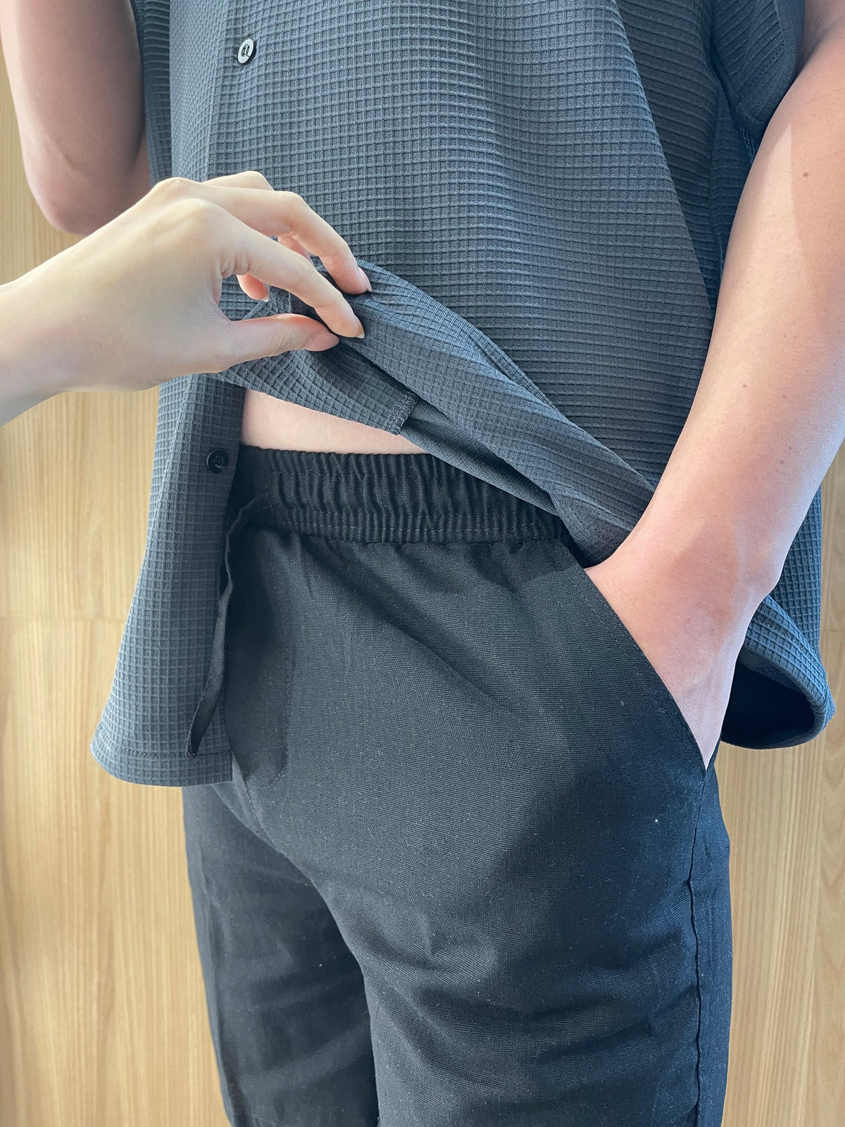 MEN - LINEN COTTON SHORT (ELASTIC WAIST)