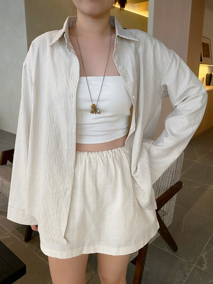 MARE BLOUSE TOP IN CREAM/BLUE