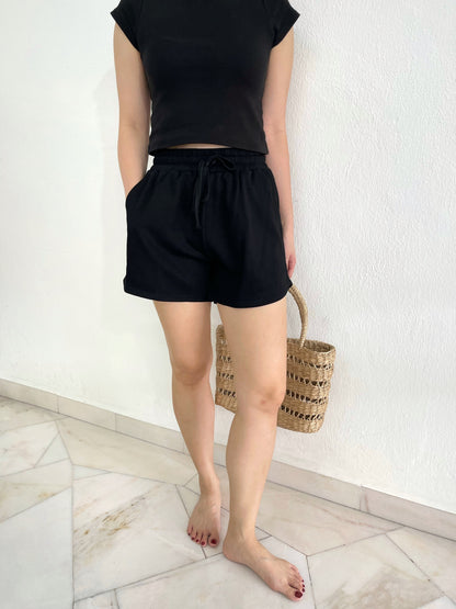 KRIS HIGH WAIST SHORT IN GREY/BLACK/BROWN