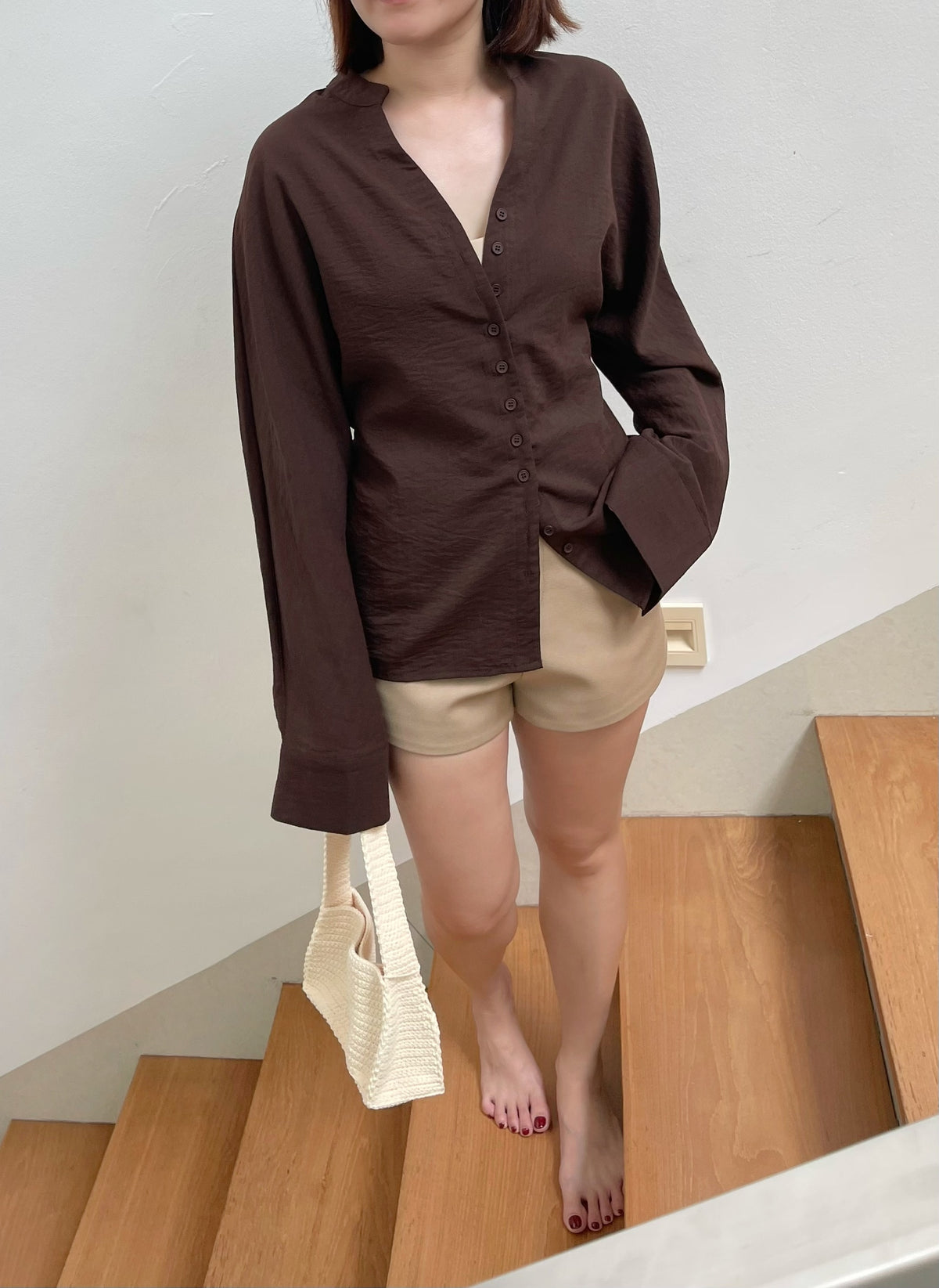 TERRY BLOUSE IN NAVYBLUE/BROWN