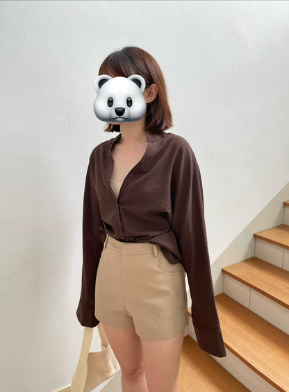 TERRY BLOUSE IN NAVYBLUE/BROWN