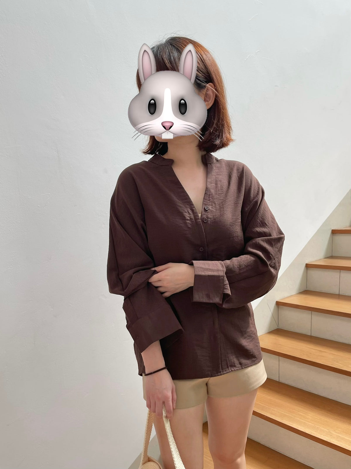 TERRY BLOUSE IN NAVYBLUE/BROWN