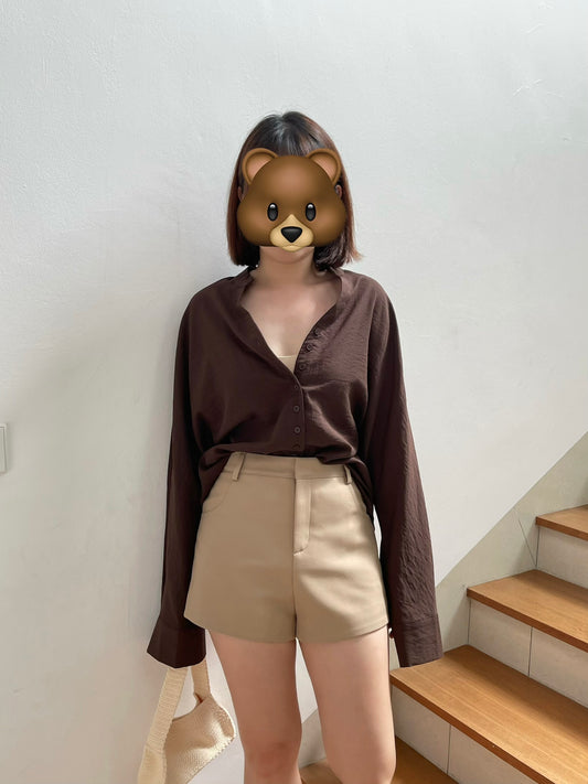 TERRY BLOUSE IN NAVYBLUE/BROWN
