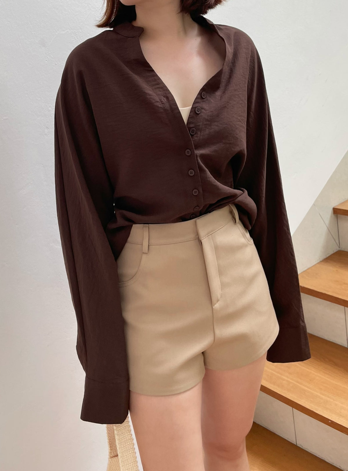 TERRY BLOUSE IN NAVYBLUE/BROWN