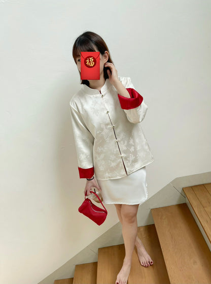 SATIN SKIRT HIGH WAIST IN WHITE