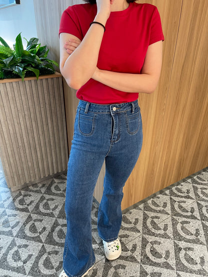 EMMA HIGH WAIST DENIM JEANS TROUSERS