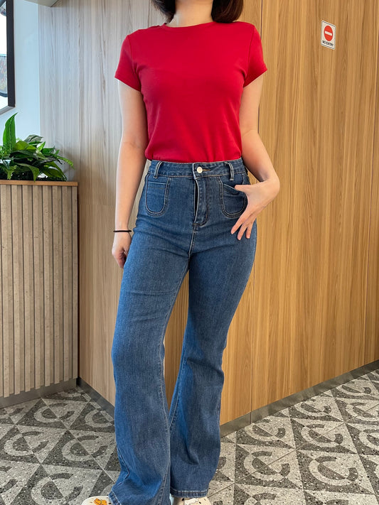 EMMA HIGH WAIST DENIM JEANS TROUSERS