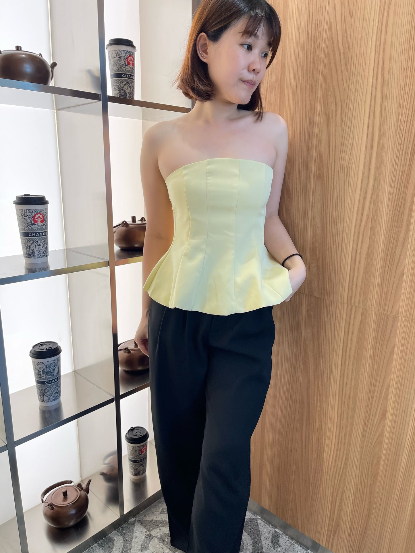 TUBE BRA TOP IN YELLOW/BLUE