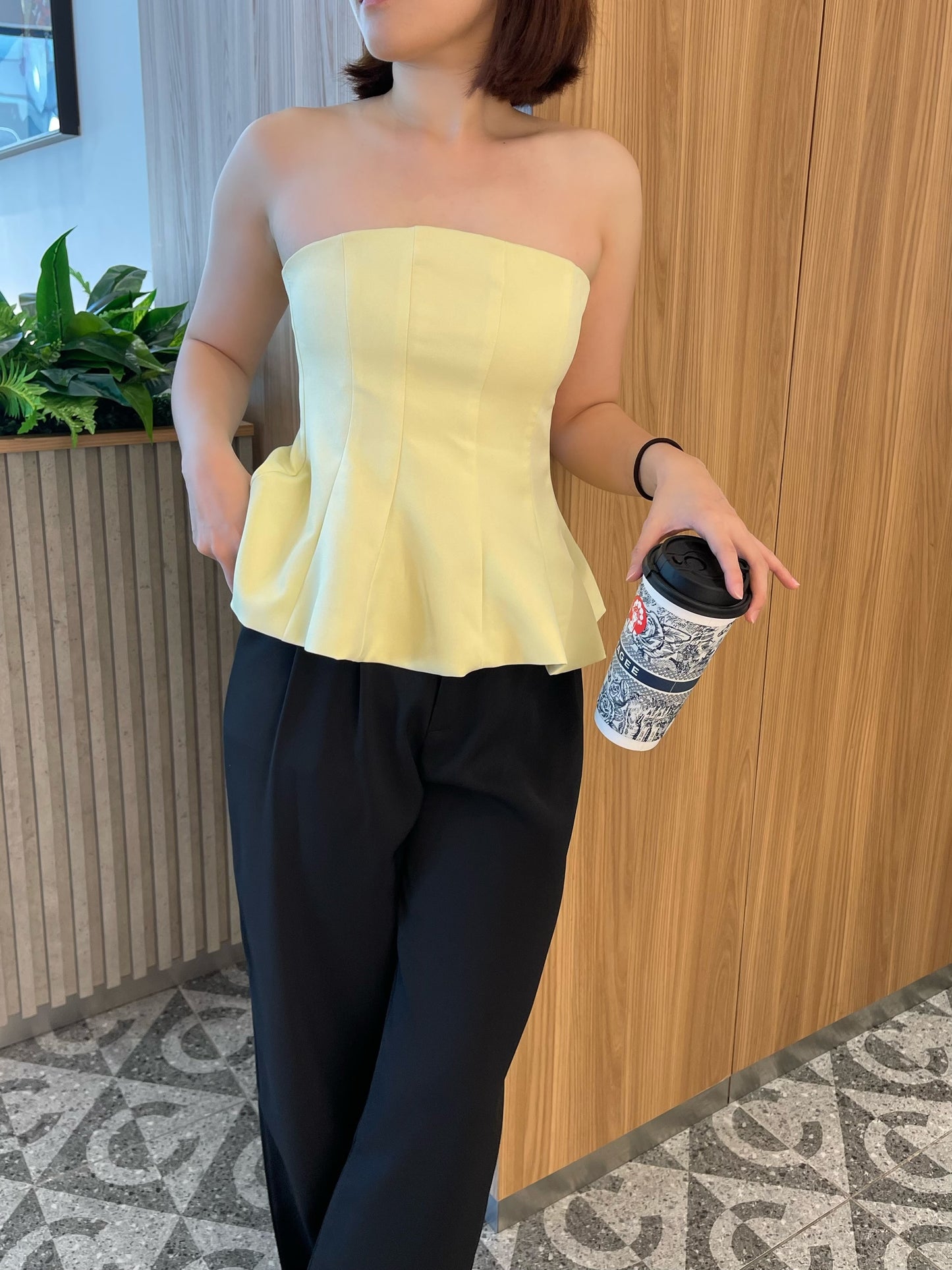 TUBE BRA TOP IN YELLOW/BLUE