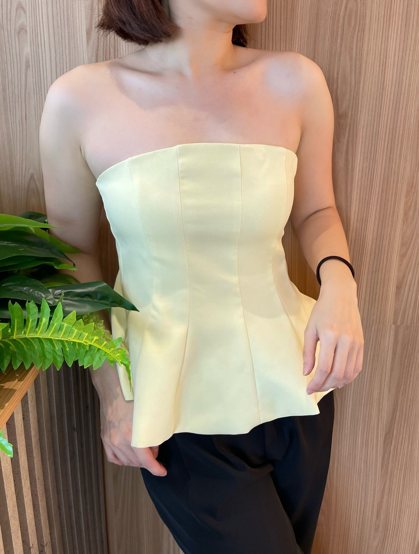 TUBE BRA TOP IN YELLOW/BLUE