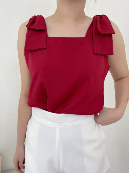 RIBBON CHIFFON SINGLET TOP IN 3 COLOR