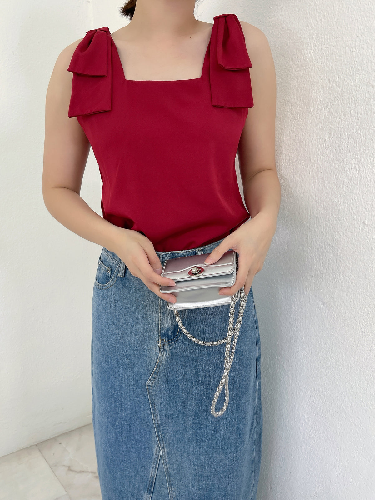 RIBBON CHIFFON SINGLET TOP IN 3 COLOR