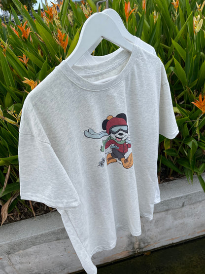 OVERSIZED MICKEY TEE IN WHITE/GREY