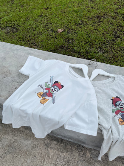 OVERSIZED MICKEY TEE IN WHITE/GREY