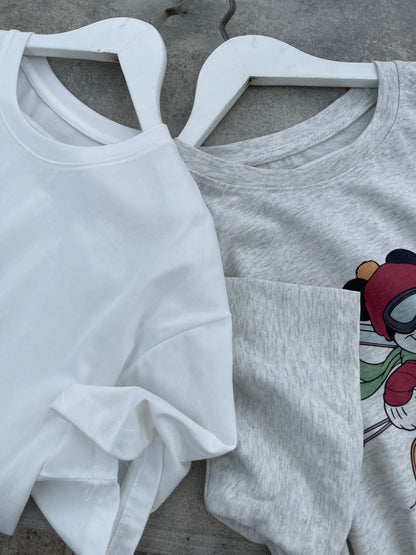 OVERSIZED MICKEY TEE IN WHITE/GREY