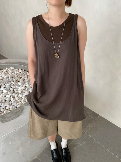 MIMI SINGLET SET (2 IN 1) IN BROWN