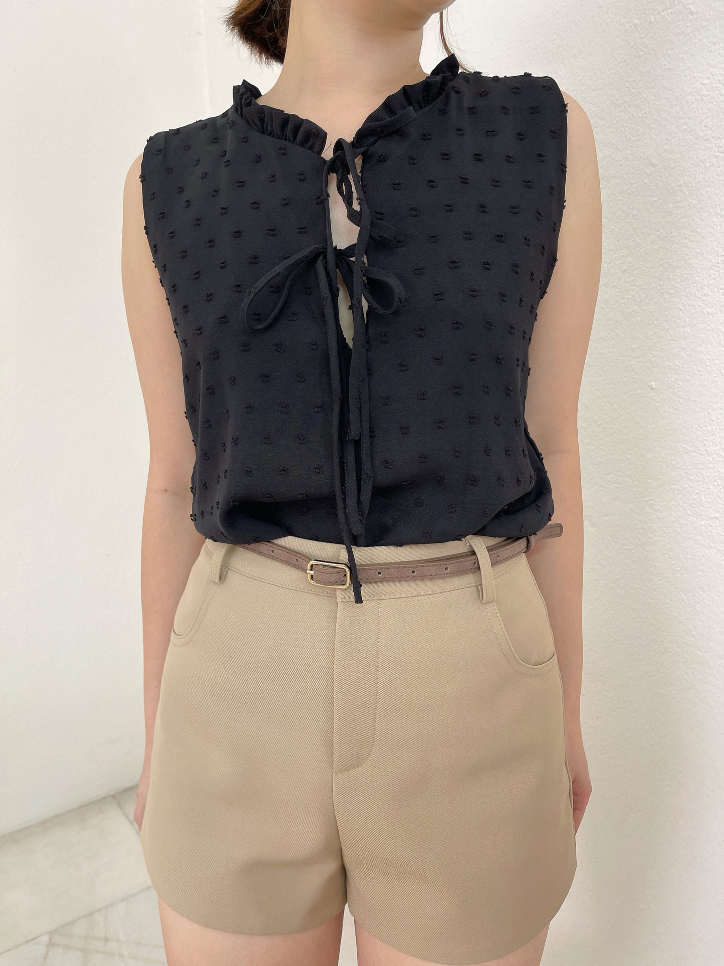 DORRY CHIFFON SINGLET IN RED/BLACK