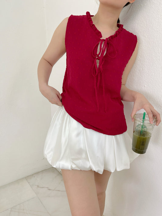 DORRY CHIFFON SINGLET IN RED/BLACK