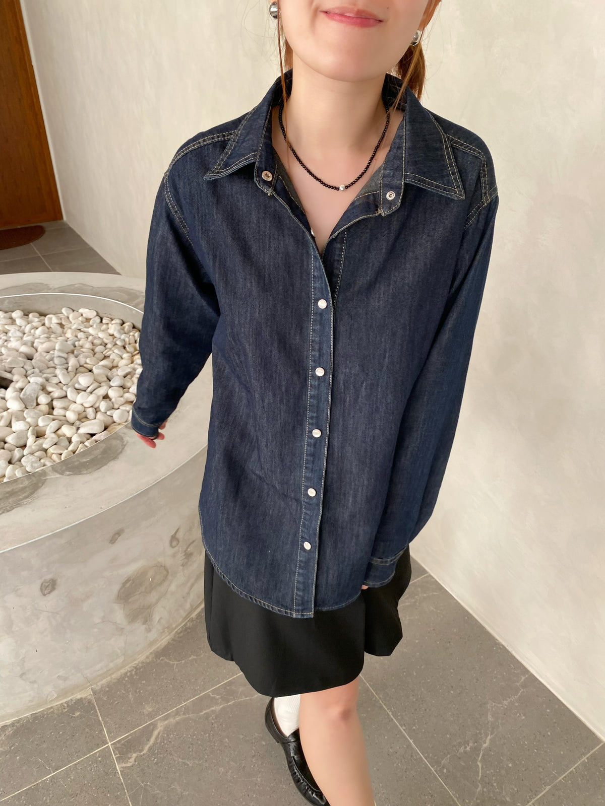 DENIM BLOUSE IN DARK BLUE
