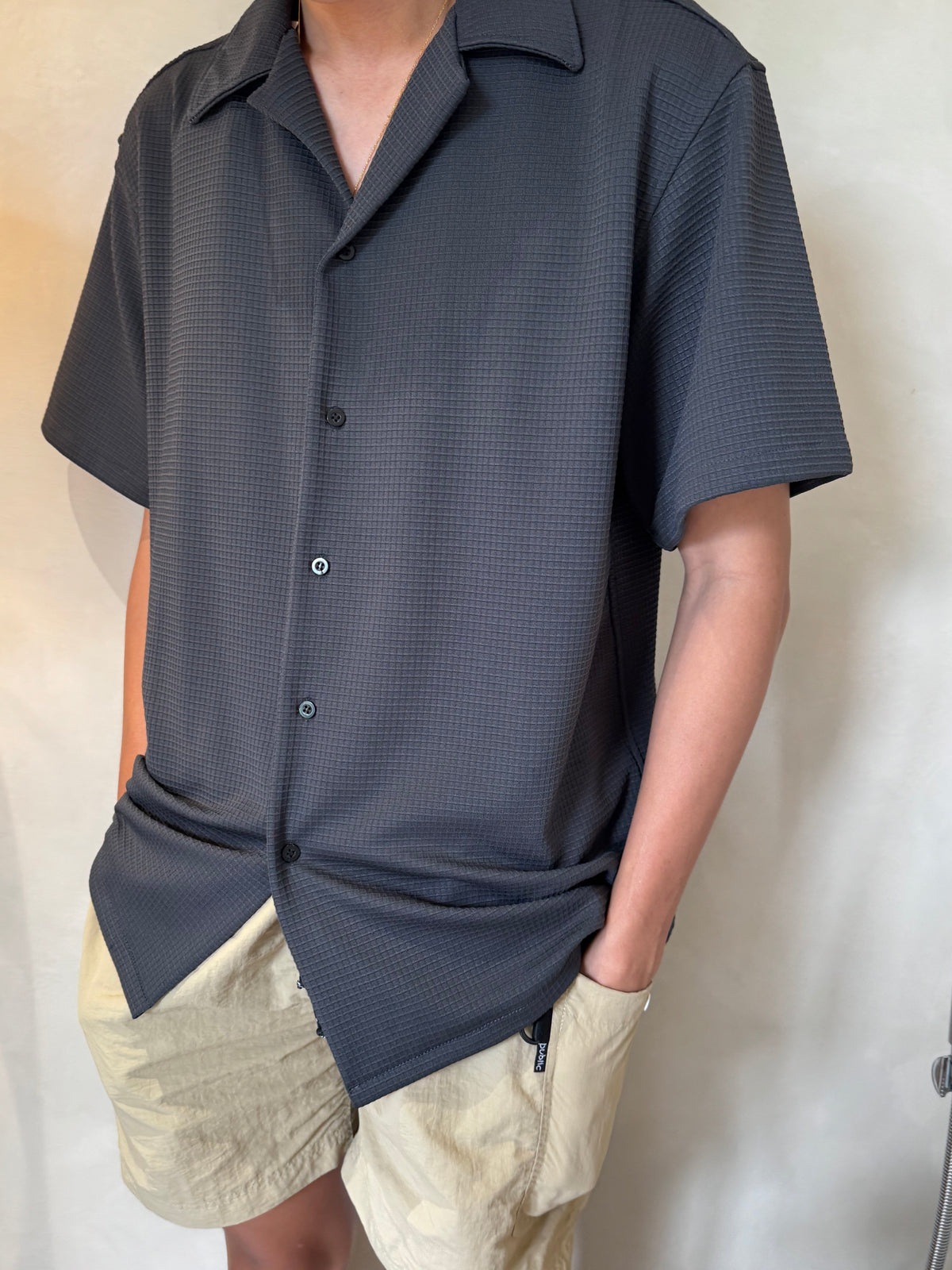 MEN - OVERSIZED WAFFLE BLOUSE TOP (Unisex)