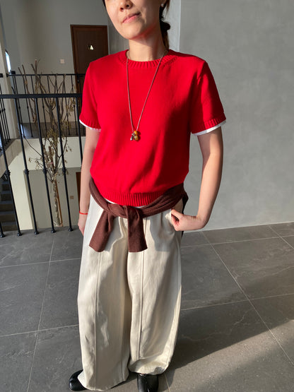 JAMES KNIT TOP IN RED/GREY/NAVYBLUE